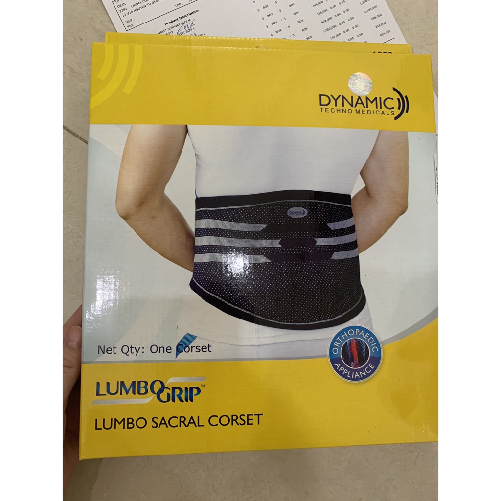 Đai Lưng Cao Cấp Cố Định Thắt Lưng Hỗ Trợ Đau Cột Sống Thoát Vị Đĩa Đệm LUMBOGRIP WITH BAR (Size M)