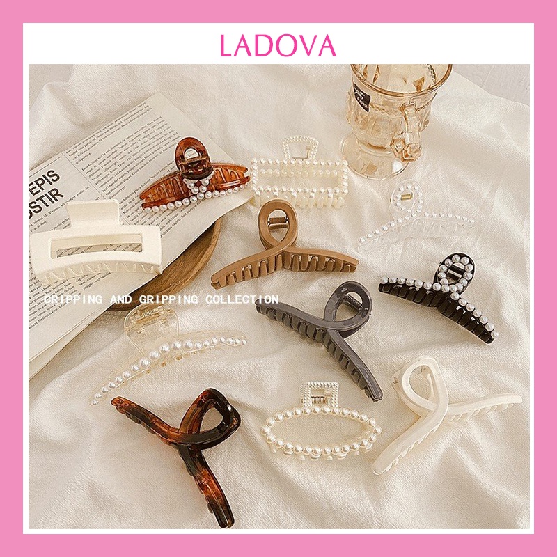 Kẹp tóc càng cua ngoạm cỡ lớn phong cách Hàn Quốc thanh lịch bền đẹp LADOVA KT02