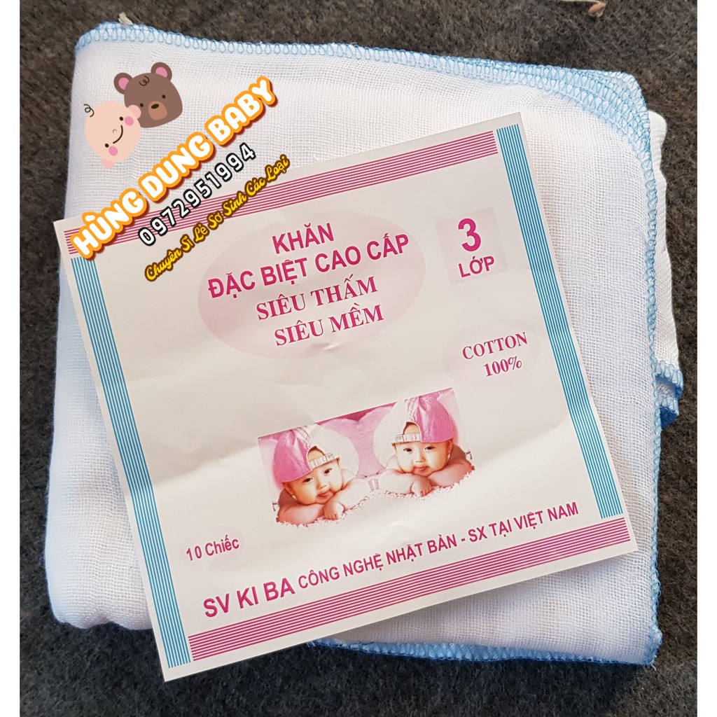 [Siêu Rẻ] Khăn xô kiba 3 lớp( 1 gói 10 cái )