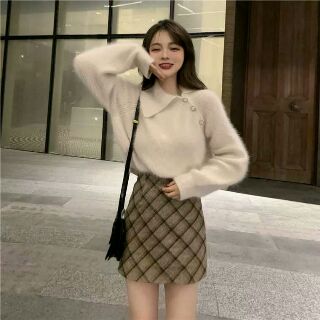Set áo len chân váy hàn quốc Ulzzang