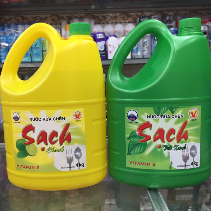 Nước rửa chén Net Sạch Vitamin E hương Chanh/Trà Xanh can 4kg
