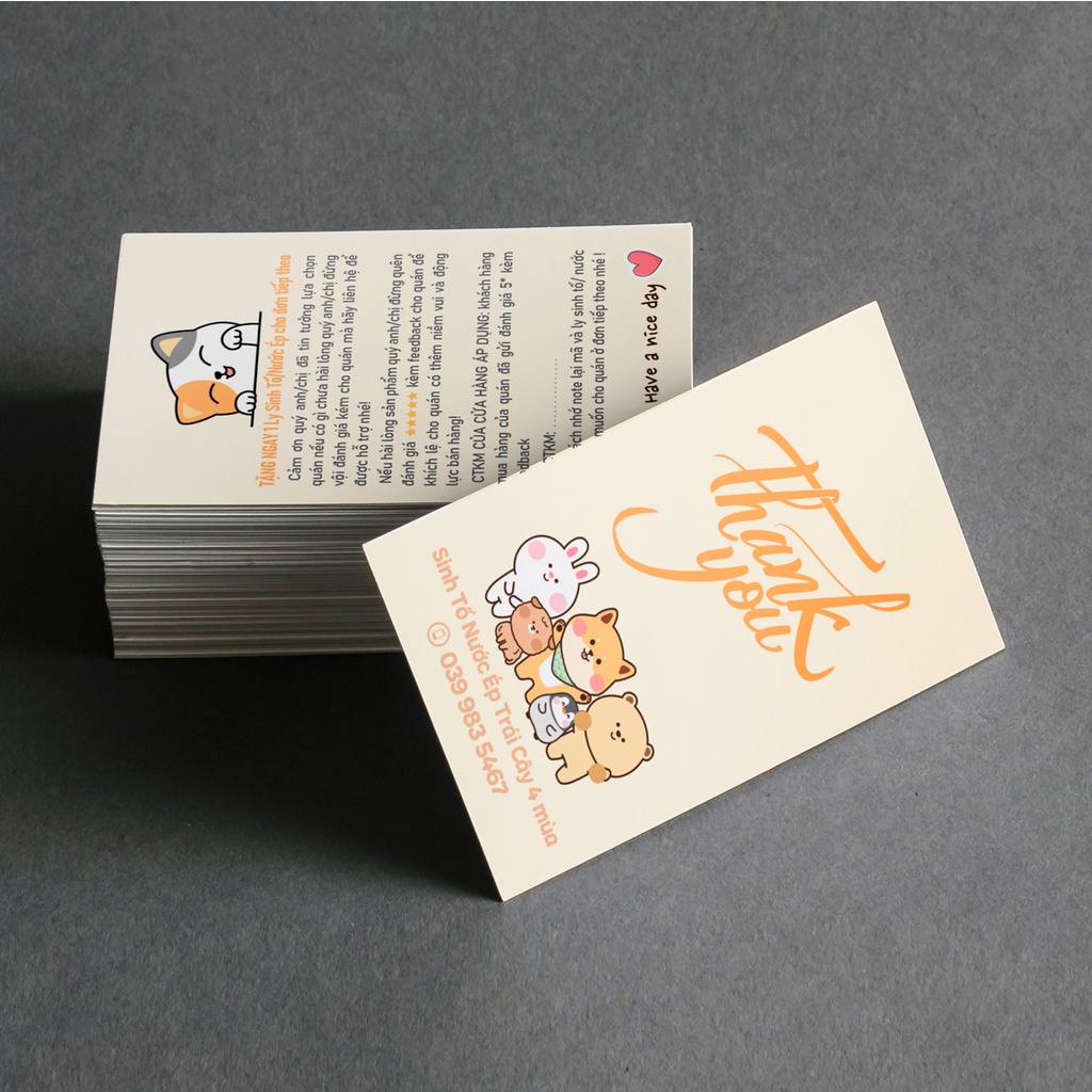 100 card Cảm ơn, Thank you in nội dung theo yêu cầu