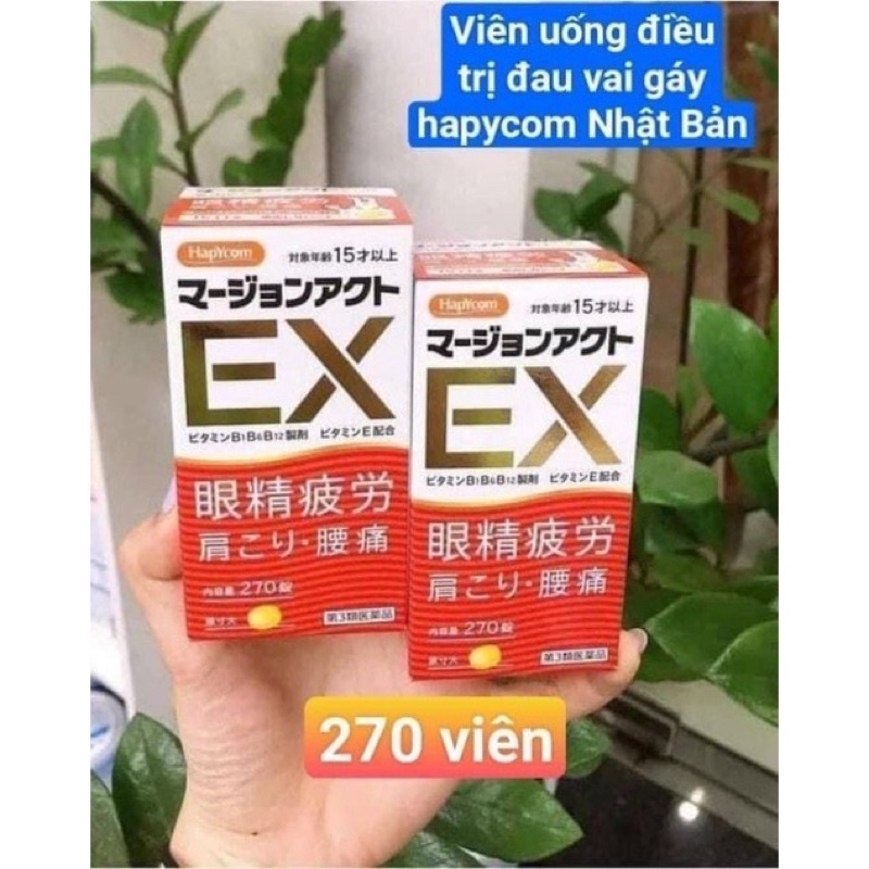 vỏ hộp đựng viên uống đau vai gáy hapycom ex 270 viên nhật bản