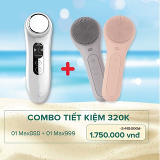 [Combo giảm 230K] Máy đẩy tinh chất ion dưỡng trắng Max888 + Máy rửa mặt Maxcare Max999 (Ưu đãi tháng 9)