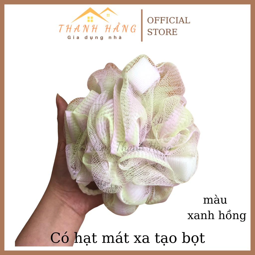 Bông tắm tròn, bông tắm dài màu pastel loại to tạo bọt có bông mátxa freeship