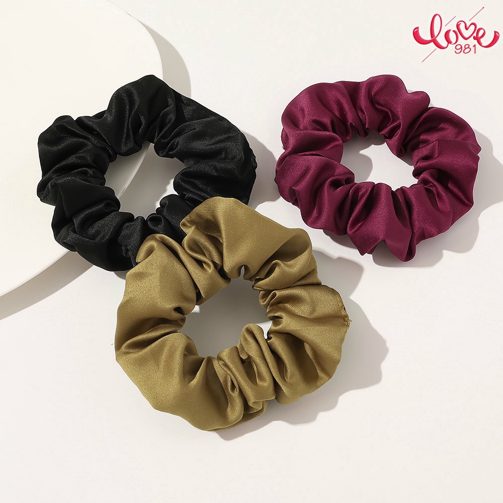 Dây buộc tóc vải satin màu trơn cỡ lớn thời trang cho nữ