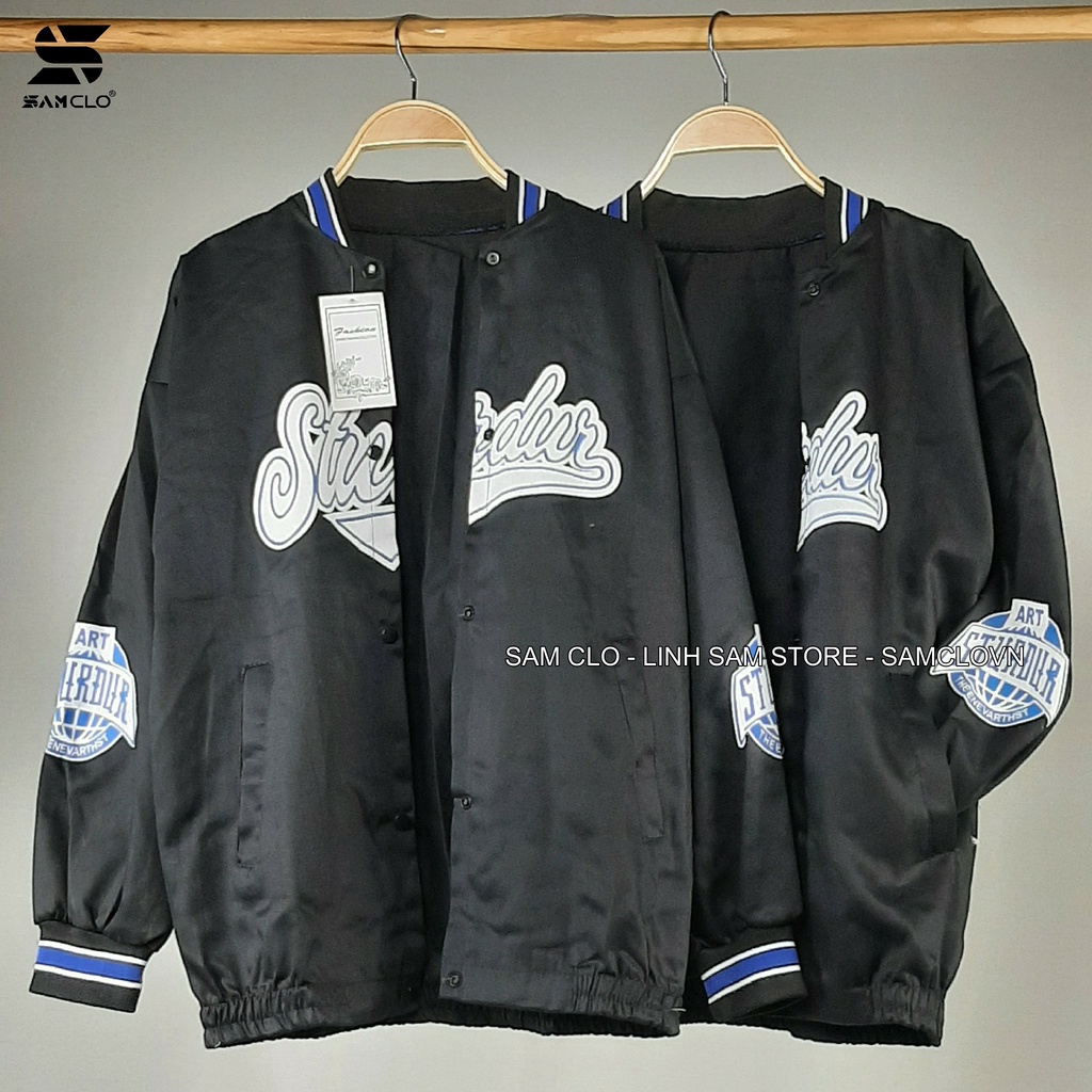 Áo khoác kaki 2 lớp nam nữ SAM CLO - Áo khoác gió bomber phong cách bóng chày form rộng unisex chữ STUDUR