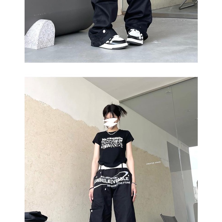 Quần Dài Dáng Rộng Phong Cách Harajuku Mỹ Cá Tính Cho Nam Nữ