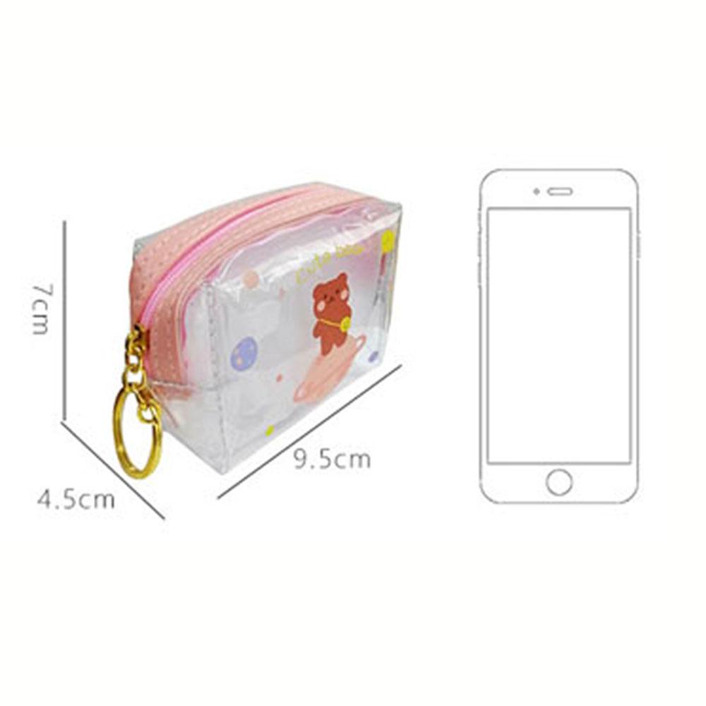 Túi Đựng Tiền Xu / Thẻ / Son Môi Bằng PVC In Họa Tiết Trái Đào / Gấu Có Khóa Kéo Dễ Thương Cho Bé