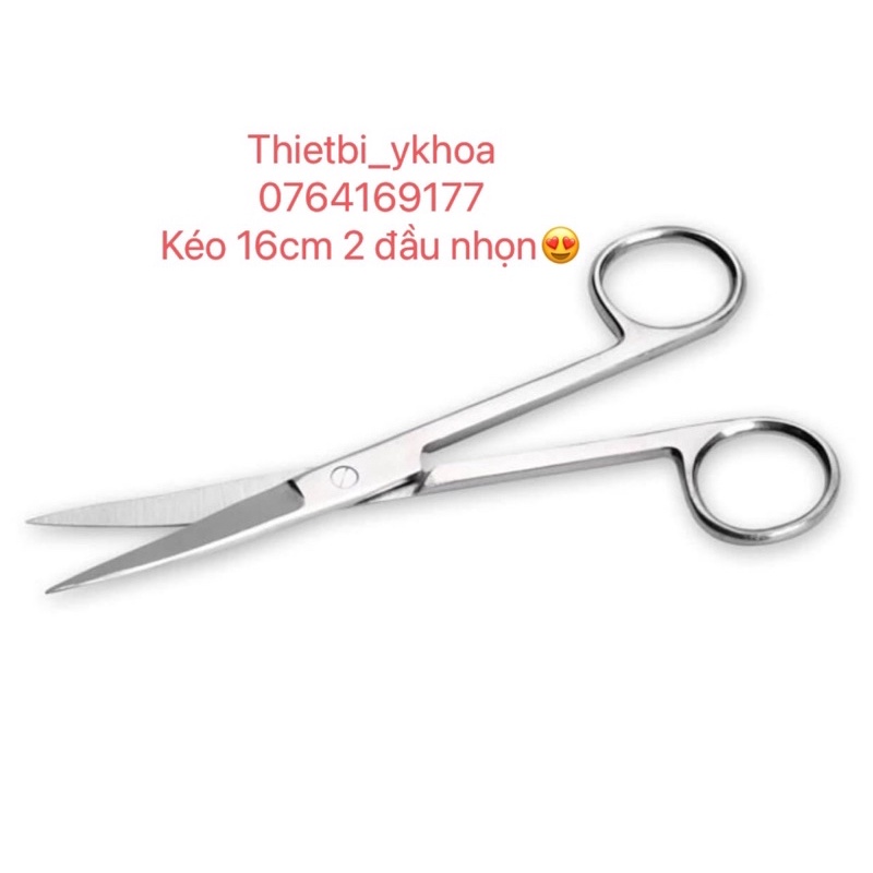 Kéo 16 cm thẳng 2 đầu nhọn - Kéo y tế gia đình thép không gỉ