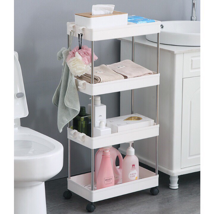 Kệ để đồ đa năng 4 tầng có bánh xe đẩy - siêu tiện dụng