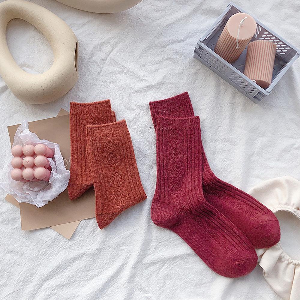 Đôi Tất Dệt Kim Màu Ngà Phong Cách Retro Thời Trang Mùa Thu Giản Dị Thoáng Mát