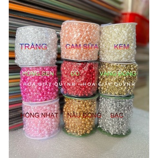 Cuộn chuỗi hạt trai 60m làm hoa cưới, trang trí quần áo kẹp tóc...
