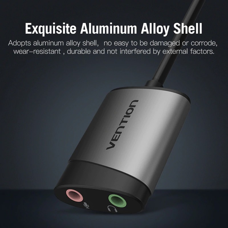 Đầu chuyển đổi âm thanh ngoài Vention cổng USB 3.5mm sang cổng micro/loa cho laptop táo