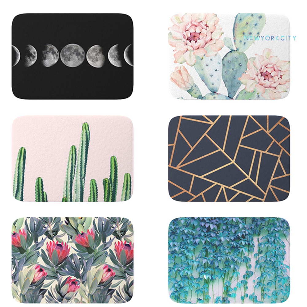 Thảm Lót Sàn Chống Trượt Họa Tiết Hình Học / Xương Rồng / Mặt Trăng Trang Trí Nhà Cửa