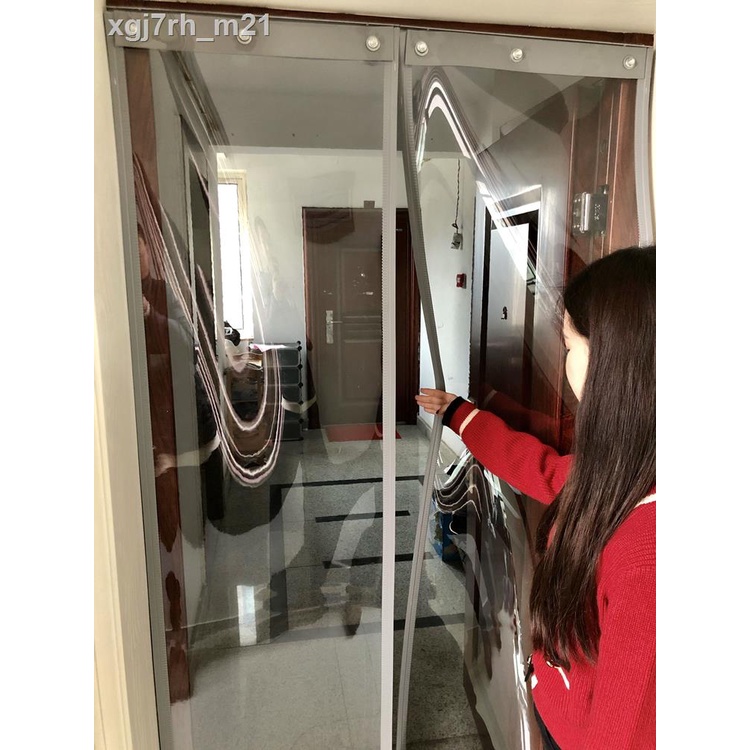 ❄ ☢ ☎❍Rèm cửa từ tính tự mồi không có lỗ đục, nhựa PVC trong suốt ngăn điều hòa khí chống gió, bụi và hút cặp n