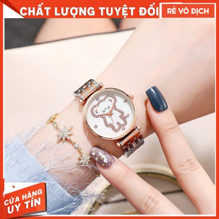 Đồng Hồ Nữ Hình Gấu ZEXIL Thời Trang Cao Cấp Chống Nước, Chống Xước Tốt