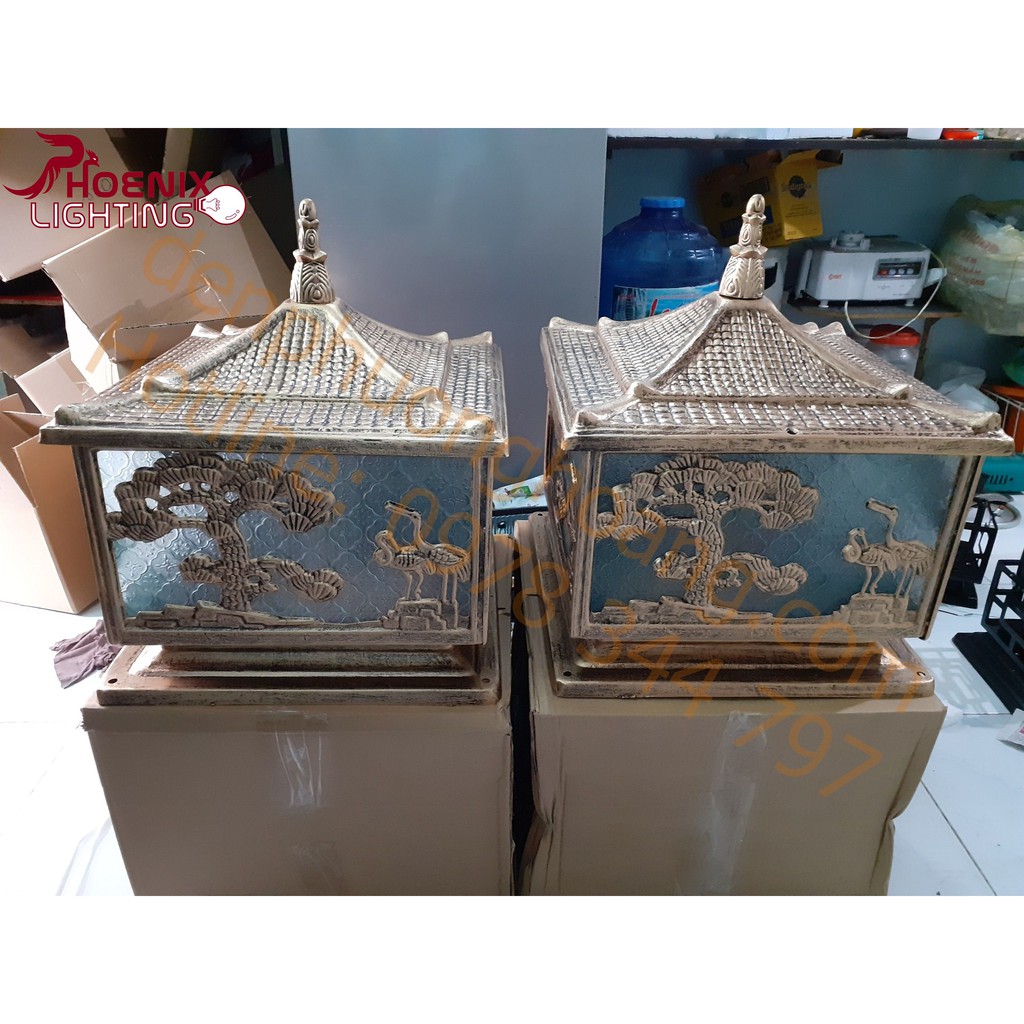 Đèn trụ cổng : Đèn ngoài trời D400 Nhôm Đúc PH6218