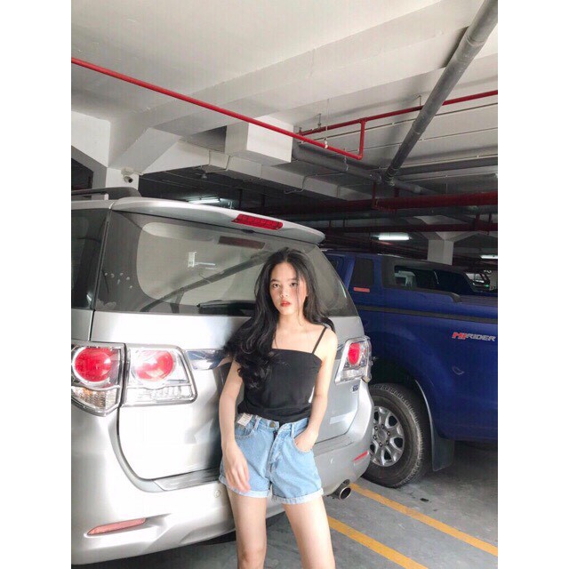 Áo thun hai dây trơn hai màu trắng/đen basic LOVI