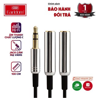 Dây Chia Tai Nghe Earldom AUX-201 1 cổng 3.5 chia 2 cổng cắm chân 3.5 mm - BH 1 Năm