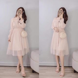 Đầm ren công chúa lưới bi dự tiệc (ảnh thật)