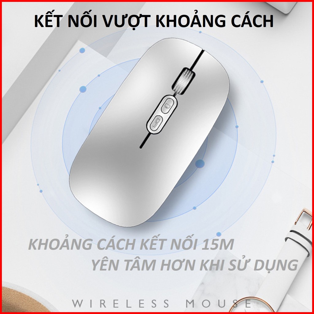 Chuột Không Dây Wireless 2.4G Tự Sạc Có Nút Điều Chỉnh DPI, chuột văn phòng CAO CẤP M103