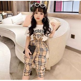 [Nhập mã BAOAKID5 giảm 15%] set cho bé gái áo và quần kẻ BBR siêu xinh