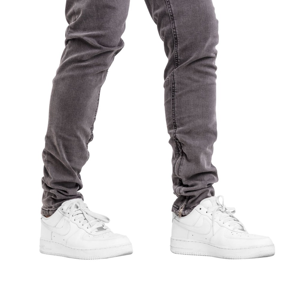Quần jean nam streetwear cao cấp FNOS Z1 màu xám trơn form slimfit có zip jean thun co giãn | BigBuy360 - bigbuy360.vn