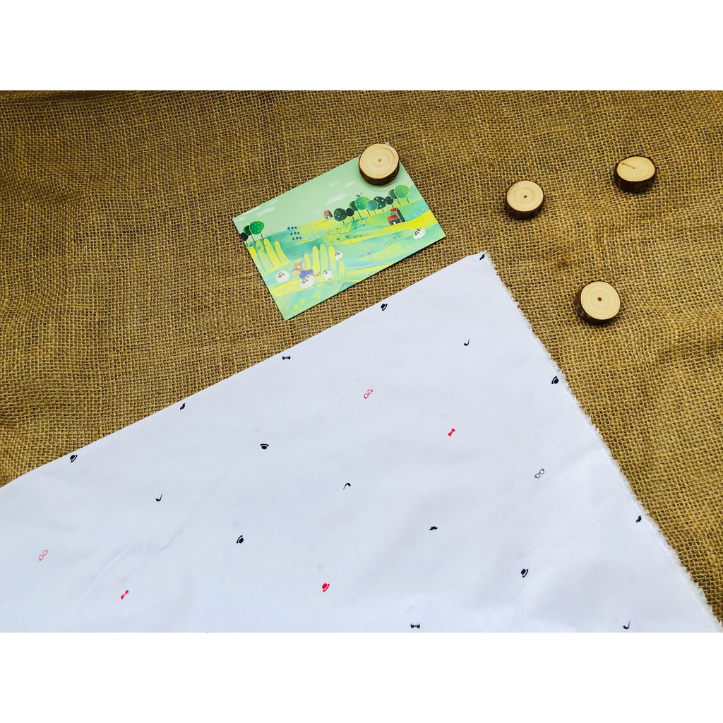 Vải cotton 100% họa tiết nhỏ xinh xắn, khổ 1m x 1m4