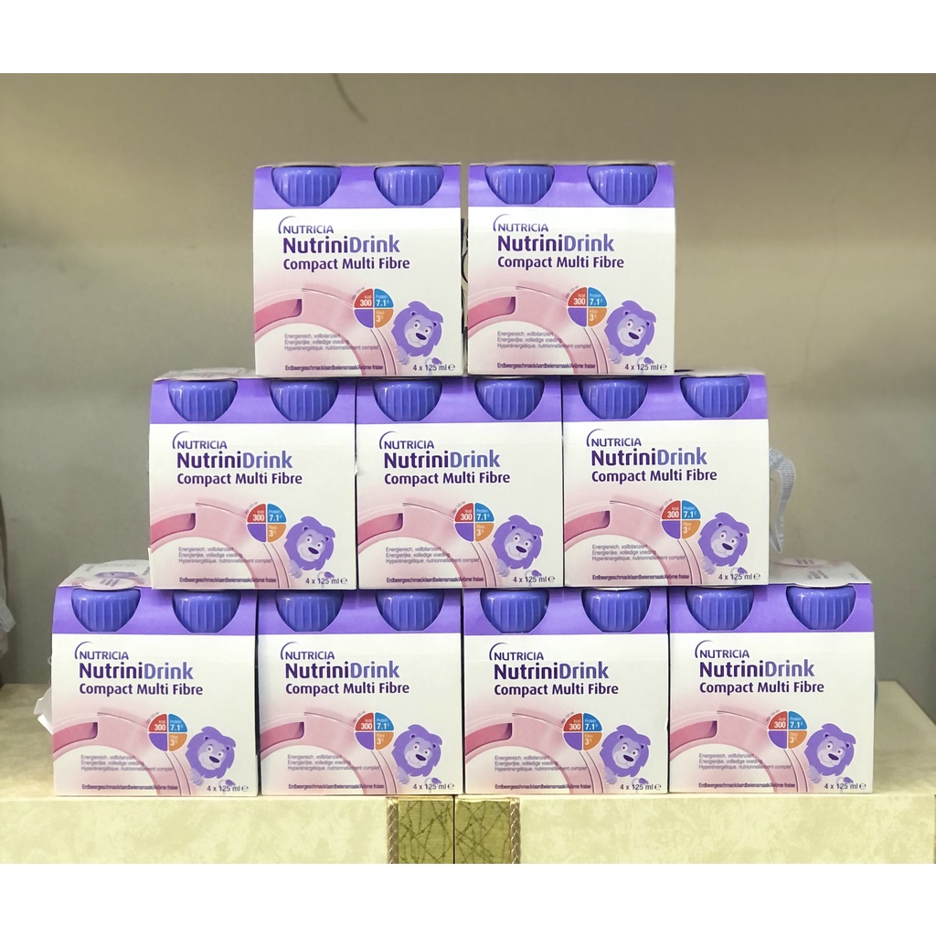 Sỉ 1 thùng ( 6 lốc ) Sữa nước Nutricia Nutrinidrink Compact Multifiber vị dâu Chai 125ml