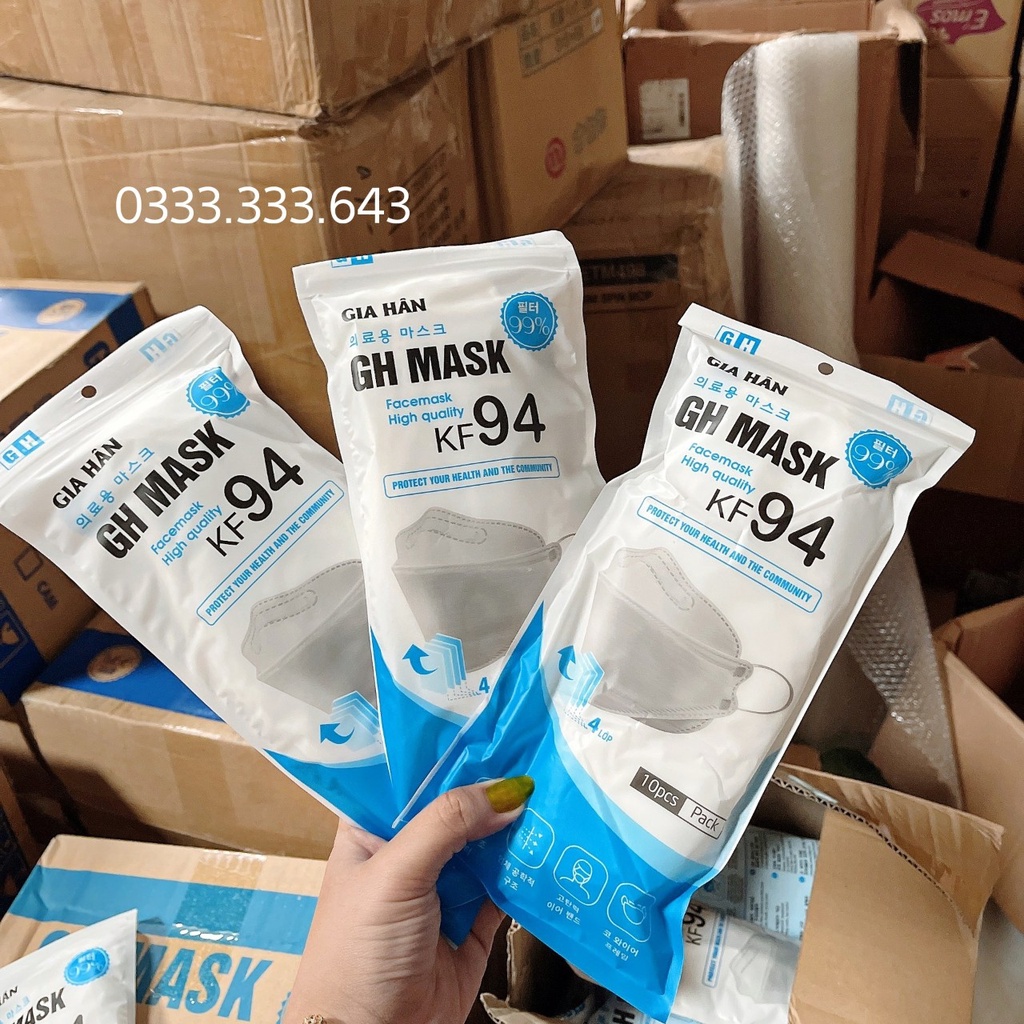Thùng 300 Khẩu Trang Y Tế 4 Lớp GH KF94  Kháng Khuẩn Và Chống Bụi Mịn Cao Cấp