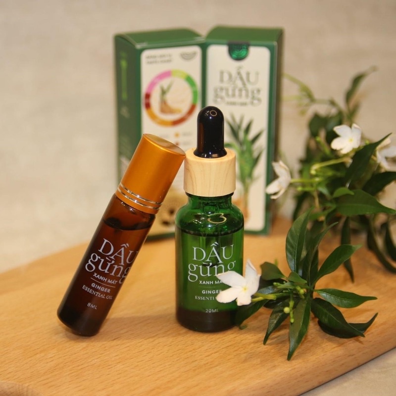 DẦU GỪNG XANH MÁT Nuna chai 8ml (đầu lăn) - MỘC THANH TRÀ - Dầu xoa bóp giữ ấm, lưu thông khí huyết