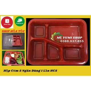 [An Toàn Sức Khỏe] Set 20 Hộp Nhựa Đựng Cơm 5 Ngăn Dùng 1 Lần TTK HC5