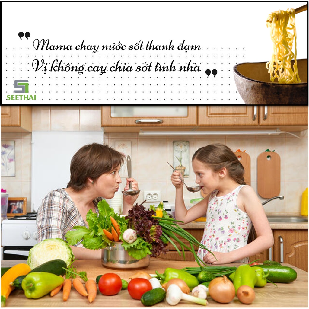 Mì chay rau củ MAMA Thái Lan 60gr - mì gói ăn liền mì chay nhập khẩu