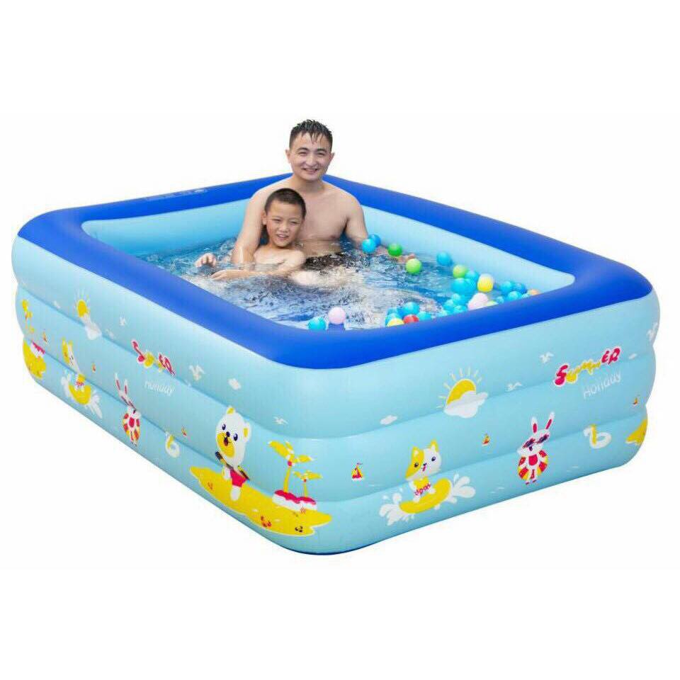 [Giảm giá thần tốc] Bể bơi cho bé bằng phao 3 tầng nhiều kích thước đáy 2 lớp chống thủng chất liệu nhựa PVC an toàn cho