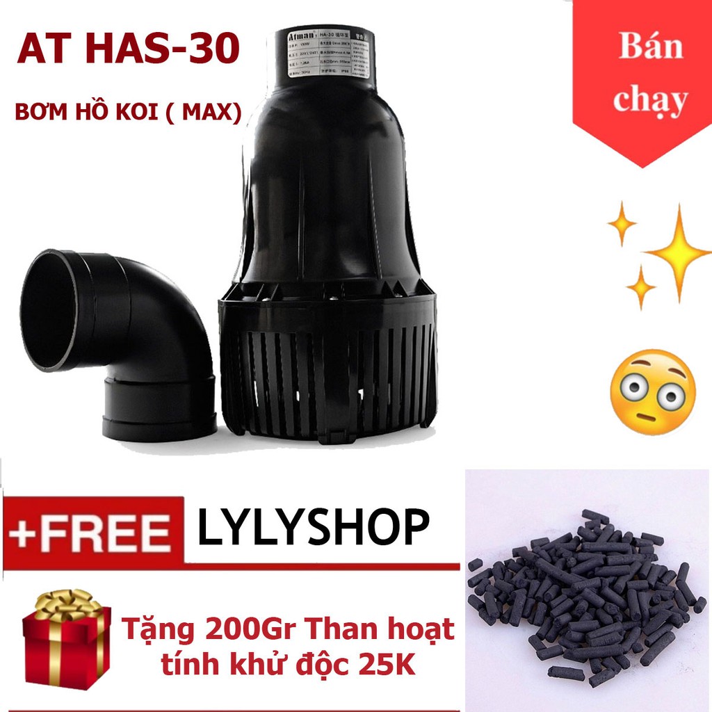 [ CÓ VIDEO] Máy bơm hồ cá Koi ATMAN HAS-30 220W, 30.000L/H + Tặng 200gr Than hoạt tính khử độc bể cá