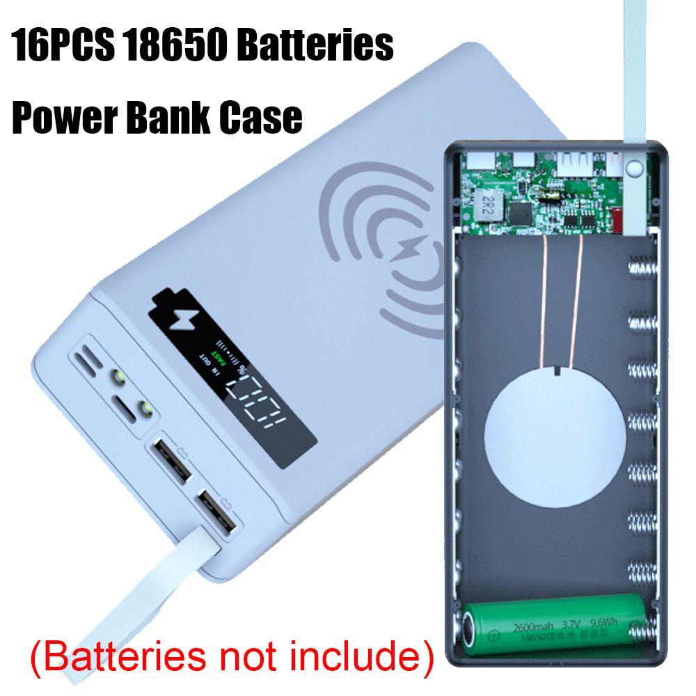 BTLIMER Pin Sạc Dự Phòng Không Dây 16 X 18650 Có Màn Hình LCD Hiển Thị Đèn LED Giá Đỡ