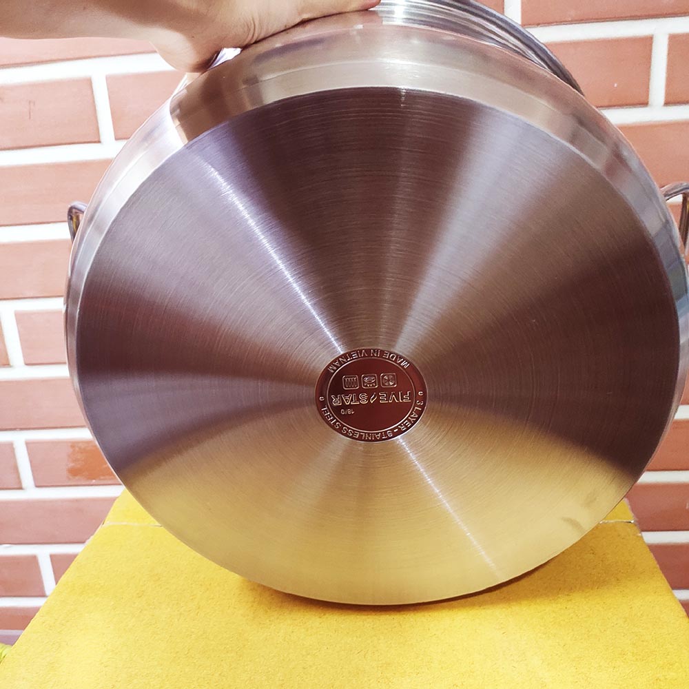 Nồi Luộc Gà 3 Đáy Inox 430 Fivestar Sire 36-32-30cm Dùng được bếp từ, Bảo Hành Lỗi 1 đổi 1 chính hãng Fivestar