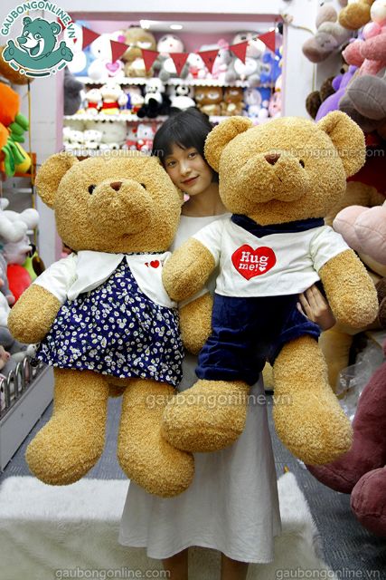 Gấu Bông Teddy Áo Hug Đôi In Chữ I Love You Cao Cấp Gấu Bông Online