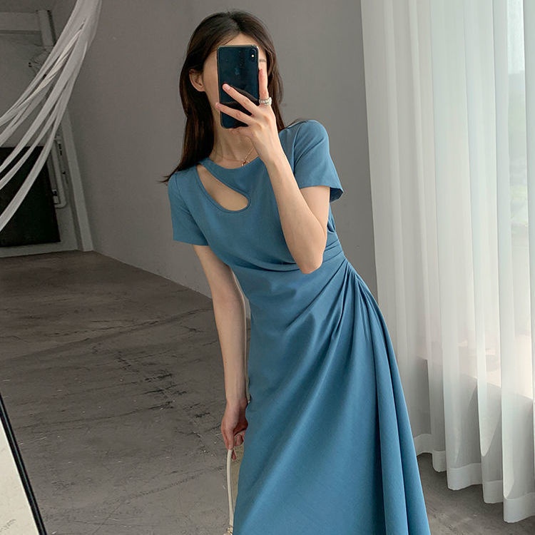 Đầm dài tay ngắn màu xanh lá phong cách Pháp thời trang mùa hè mới cho nữ | BigBuy360 - bigbuy360.vn