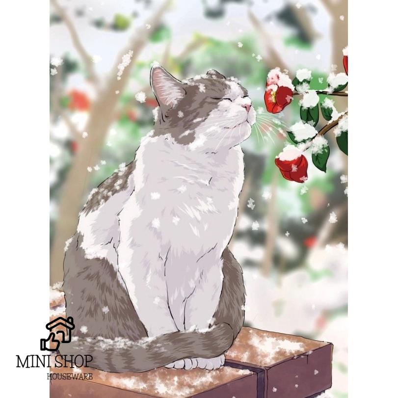 ( Mẫu Mèo Cưng ) Tranh Đính Đá Tự Làm, Tranh Gắn Đá 5D Tự Hoàn Thành