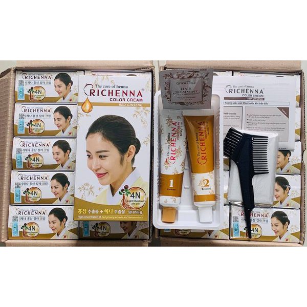 Thuốc nhuộm phủ bạc thảo dược Richenna - mùi hương nhân sâm  Màu số 4N:  hạt dẻ sáng (date 2023) | BigBuy360 - bigbuy360.vn