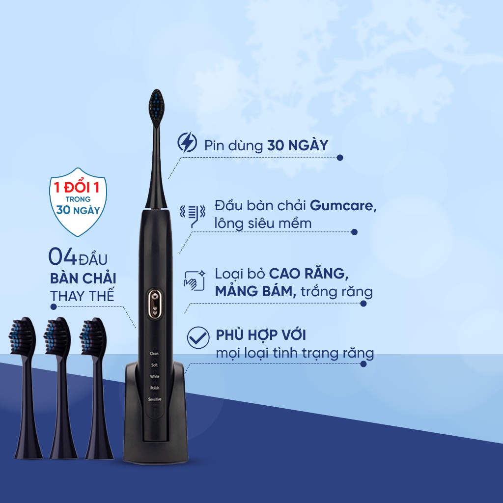 Bàn Chải Điện Sonic Đánh Răng Mềm Loại Bỏ Cao Răng, Mảng Bám, Phiên bản Giới Hạn