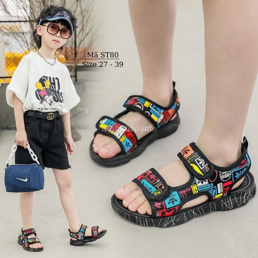 Dép sandal quai ngang cho bé trai 3 - 12 tuổi abibas có quai hậu phù hợp trẻ em học sinh đi học đi biển êm nhẹ ST80
