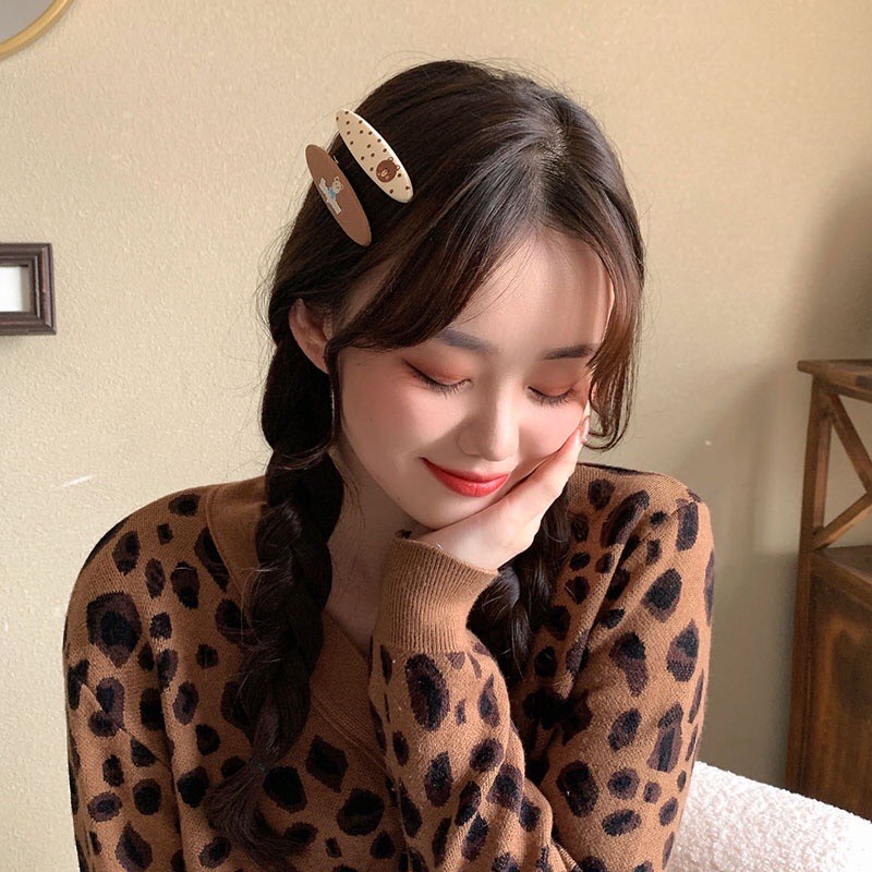 Kẹp tóc gấu thỏ hoa màu trà sữa ngọt ngào dễ thương hot trend Hàn Quốc Tatitava