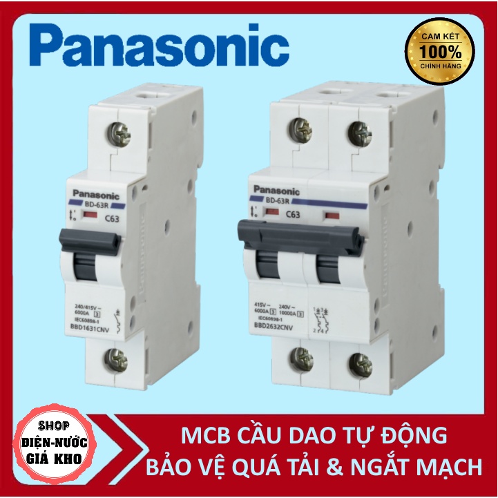 Aptomat, MCB cầu dao tự động Panasonic CB 1 pha, 2 pha bảo vệ quá tải và ngắt mạch