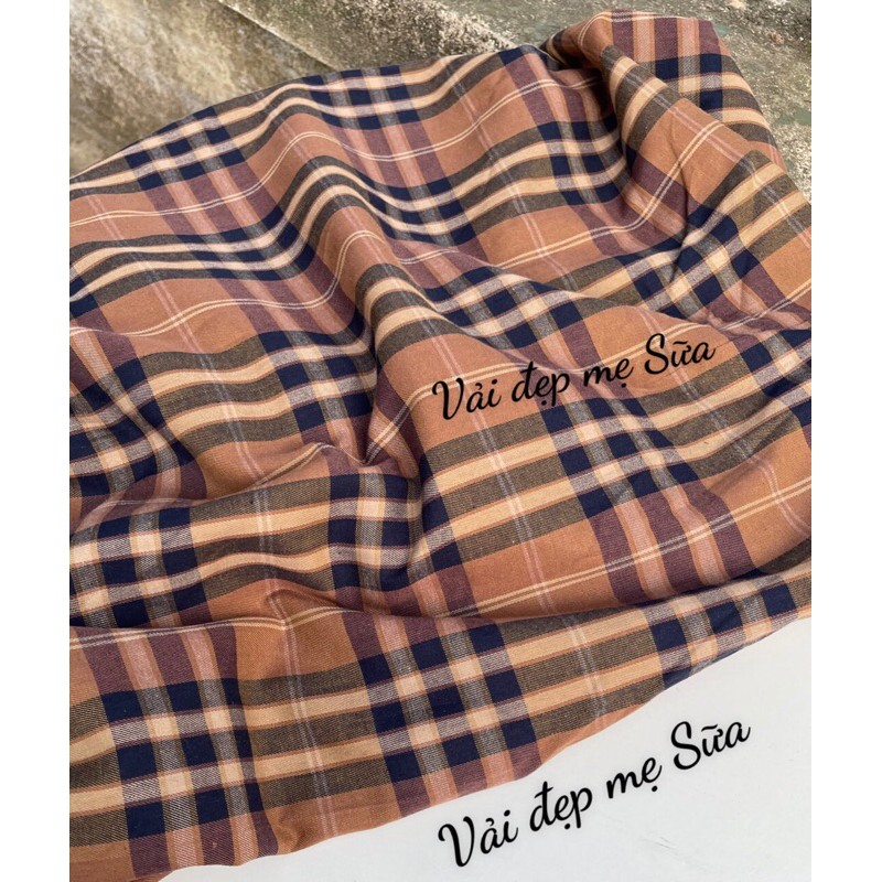 Vải kẻ caro ô to may váy áo siêu mềm mát
