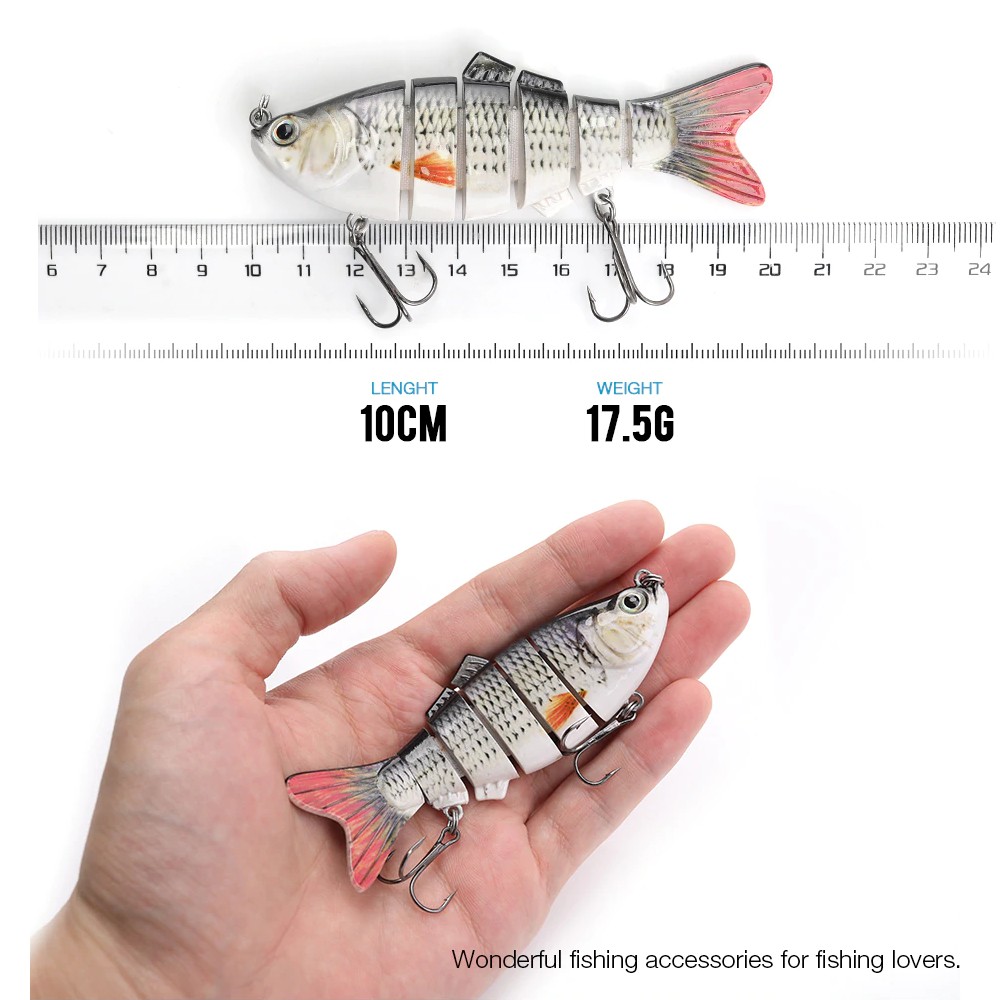 Cá giả 6 khúc câu lure biển 10cm x 17.5g, mồi chìm câu lure cá mú cá nhồng, cá giả câu chẽm hiệu quả