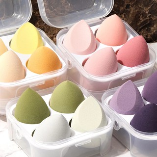✔️BÁN BUÔN - Hộp Set 4 mút trang điểm tán kem nền BB có hộp đựng tiện dụng [PK108]