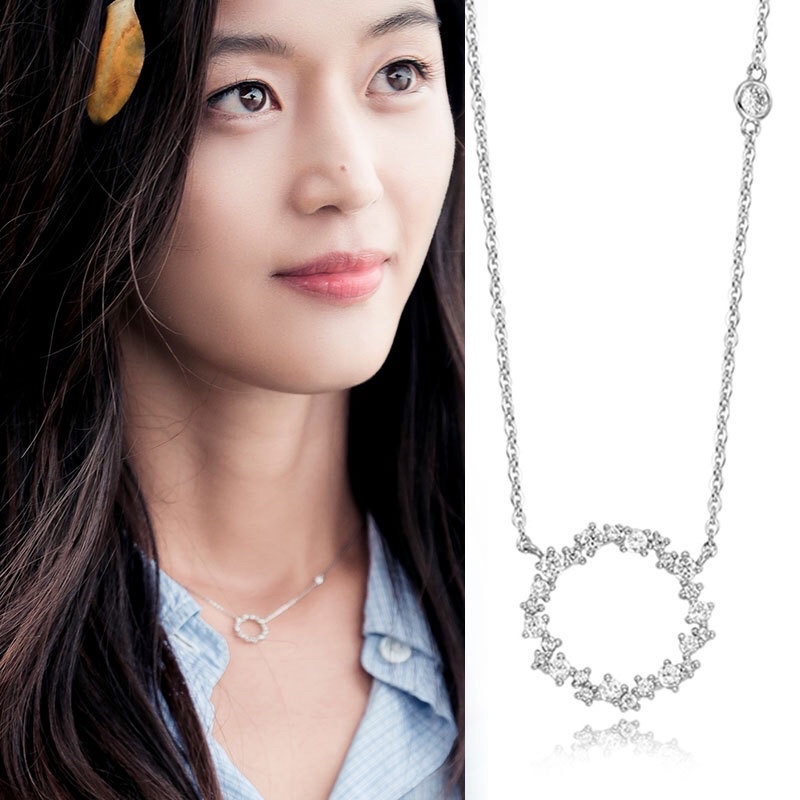 Vòng cổ dây chuyền nữ Mặt Tròn kiểu dáng nhẹ nhàng Qiqishop